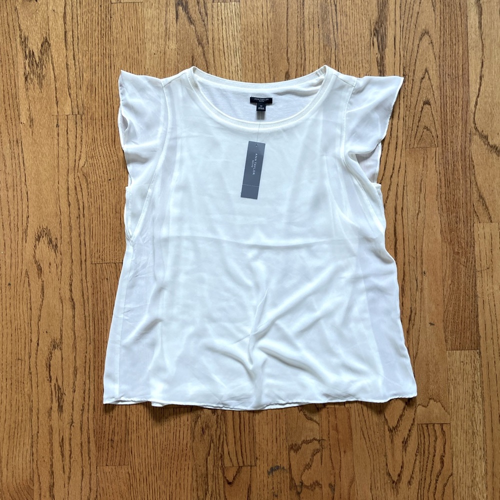 NWT Ann Taylor Ruffle Sleeve Top MP